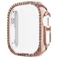 Metalowe etui z dżetami dla Apple Watch Ultra 49 mm - różowo-złoty