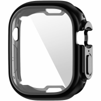 Metaliczne, miękkie etui z tworzywa sztucznego z osłoną ekranu dla Apple Watch Ultra 49 mm - czarne
