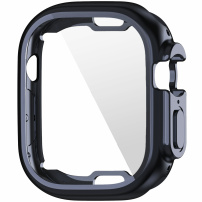 Metaliczne, miękkie etui z tworzywa sztucznego z osłoną ekranu dla Apple Watch Ultra 49 mm - ciemno-niebieski