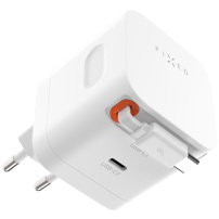 FIXED GaN zestaw adaptera z portem USB-C i wysuwanego kabla USB-C - 65W - biały