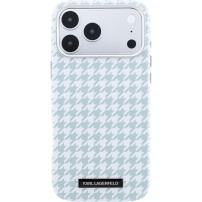 Karl Lagerfeld Houndstooth Resin Plate etui z MagSafe do iPhone 17 Pro Max - niebiesko-biały