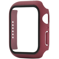 Pokrowiec ochronny ze szkłem hartowanym dla Apple Watch 44mm - bordowy