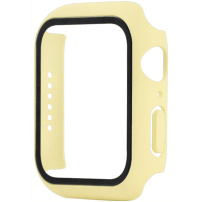 Matowe etui zamykane ze szkłem hartowanym do Apple Watch 45mm - żółte
