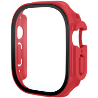 Matowe etui zamykane ze szkłem hartowanym do Apple Watch Ultra 49mm - czerwone