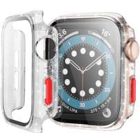 Ochronny błyszczący pokrowiec ze szkłem hartowanym do Apple Watch 42mm - srebrny