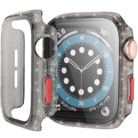 Ochronny błyszczący pokrowiec ze szkłem hartowanym do Apple Watch 42mm - szare