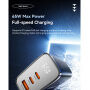 ESSAGER ES-CD64 GaN ładowarka do szybkiego ładowania z wyświetlaczem i portami 2x USB-C / USB-A - 65W - czarna