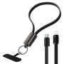 ESSAGER ES-X84 2w1 pleciony kabel ładujący i do transmisji danych oraz smycz - USB-C na Lightning - 30 cm - czarny