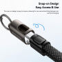 ESSAGER ES-X84 2w1 pleciony kabel ładujący i do transmisji danych oraz smycz - USB-C na Lightning - 30 cm - czarny