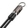 ESSAGER ES-X84 2w1 pleciony kabel ładujący i do transmisji danych oraz smycz - USB-C na Lightning - 30 cm - czarny