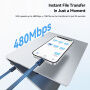 ESSAGER ES-X84 2w1 pleciony kabel ładujący i do transmisji danych oraz smycz - USB-C na USB-C - 30 cm - czarny
