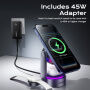 ESSAGER T50 Qi2 3v1 magnetyczna bezprzewodowa podstawka z podświetleniem do iPhone / Apple Watch / AirPods - 25W - szara