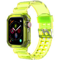 Trwała obudowa z przezroczystym paskiem do zegarka Apple 46 mm - neonowy żółty