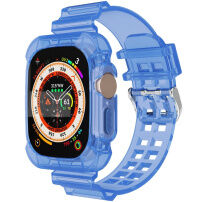 Wytrzymałe etui z przezroczystym paskiem dla Apple Watch Ultra 49mm - niebieskie