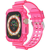 Wytrzymałe etui z przezroczystym paskiem dla Apple Watch Ultra 49mm - neonowy róż