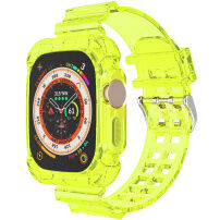 Wytrzymałe etui z przezroczystym paskiem dla Apple Watch Ultra 49mm - neonowy żółty
