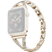 xDfind cienki pasek ze stali nierdzewnej wysadzany kamyczkami do Apple Watch Ultra 49mm / 46mm / 45mm / 44mm / 42mm - złoty