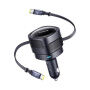 Baseus Enjoyment Max ładowarka samochodowa z wysuwanymi kablami USB-C - 60W - 0,8 m - czarna