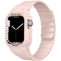 Wytrzymałe silikonowe etui z paskiem magnetycznym na Apple Watch 45 mm / 44 mm - różowe