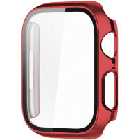 Metalowy pokrowiec ochronny ze szkłem hartowanym do Apple Watch 45mm - czerwony