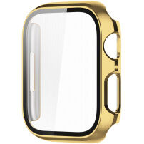Metalowy pokrowiec ochronny ze szkłem hartowanym do Apple Watch 45mm - złoty agat