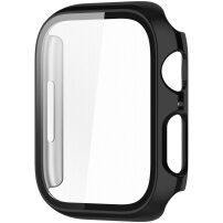 Metalowy pokrowiec ochronny ze szkłem hartowanym do Apple Watch 45mm - czarne