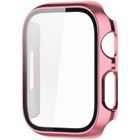 Metalowy pokrowiec ochronny ze szkłem hartowanym do Apple Watch 45mm - różowo-złoty