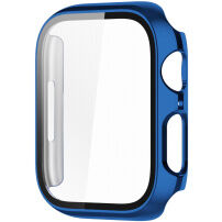 Metalowy pokrowiec ochronny ze szkłem hartowanym do Apple Watch 45mm - niebieskie