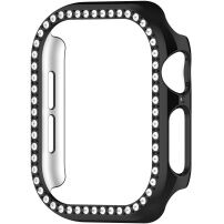 Metaliczne Etui zamykane wysadzane kamieniami do Apple Watch 40mm - czarne