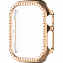 Metaliczne Etui zamykane wysadzane kamyczkami do Apple Watch 40mm - różowozłote