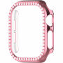 Metaliczne etui zamykane wysadzane kamyczkami do Apple Watch 42mm (Series 10 / 11) - różowe
