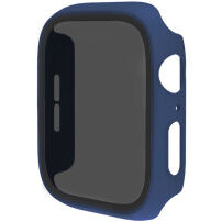 Matowe Etui zamykane z hartowanym szkłem Anti-Spy do Apple Watch 40mm - ciemnoniebieskie