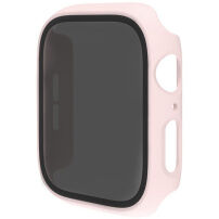 Matowe Etui zamykane z hartowanym szkłem Anti-Spy do Apple Watch 44mm - jasnoróżowe