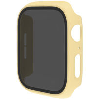 Matowe Etui zamykane z hartowanym szkłem Anti-Spy do Apple Watch 44mm - żółte