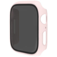 Matowe etui zamykane z hartowanym szkłem Anti-Spy do Apple Watch 45mm - jasnoróżowe