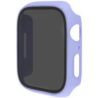 Matowe etui zamykane z hartowanym szkłem Anti-Spy do Apple Watch 45mm - fioletowe