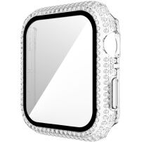 Ozdobiona kryształkami górskimi obudowa z hartowanym szkłem dla Apple Watch 42mm - czyste