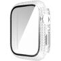 Ozdobiona kryształkami górskimi obudowa z hartowanym szkłem dla Apple Watch 45mm - czyste