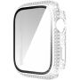 Ozdobiona kryształkami górskimi obudowa z hartowanym szkłem dla Apple Watch 45mm - srebrny