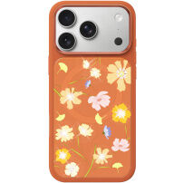 MUTURAL Flora Story etui ze wzorem w kwiaty i MagSafe do iPhone 17 Pro - pomarańczowy