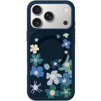 MUTURAL Flora Story Etui ze wzorem w kwiaty i MagSafe do iPhone 17 Pro Max - ciemnoniebieski
