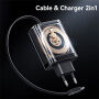 USAMS CC296 GaN zestaw ładowarki z portami USB-C / USB-A i wysuwanego kabla USB-C - 30W - biała