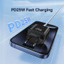 USAMS CC315 GaN ładowarka do szybkiego ładowania z portami USB-C / USB-A - 25W - biała
