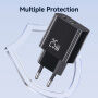 USAMS CC315 GaN ładowarka do szybkiego ładowania z portami USB-C / USB-A - 25W - biała