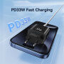 USAMS CC317 GaN ładowarka do szybkiego ładowania z portami USB-C / USB-A - 33W - czarna