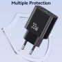 USAMS CC317 GaN ładowarka do szybkiego ładowania z portami USB-C / USB-A - 33W - czarna
