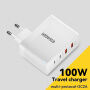 ESSAGER ES-CD37 ładowarka do szybkiego ładowania z portami 2x USB-C / 2x USB-A - 100W - biała