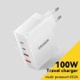 ESSAGER ES-CD37 ładowarka do szybkiego ładowania z portami 2x USB-C / 2x USB-A - 100W - biała