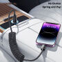 ESSAGER spiralny pleciony kabel ładujący i do transmisji danych - USB-C na Lightning - 1,8 m - czarny