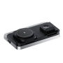 HT-568 3w1 składana magnetyczna bezprzewodowy podstawka z zegarem, budzikiem i podświetleniem do iPhone / Apple Watch / AirPods - 15W - szara